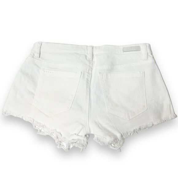 Blank NYC Little Queenie White Denim Cut-Off Short Blue Aztec Embroidery Size 27 - Picture 8 of 8